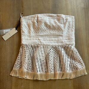 Toy G Crochet Knit Bandeau Top Size Large Fringe Hem Made In Italy NWT